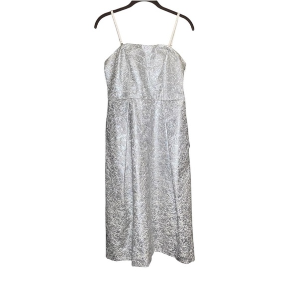 Lord & Taylor silver metallic dress Strapless pockets A-Line Fit and Flare - Picture 2 of 10
